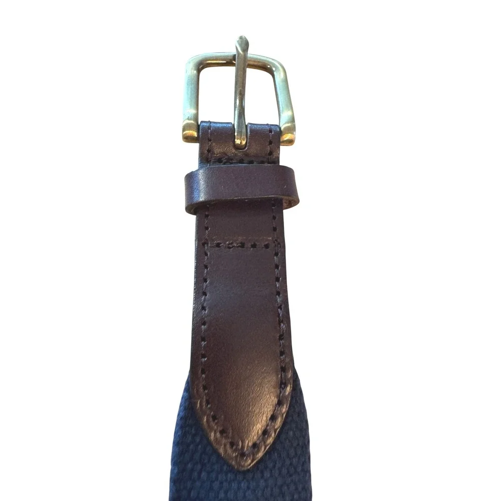 Vineyard Vines‎ Mens USA Flag Whale Canvas Leather Belt Navy Blue 34